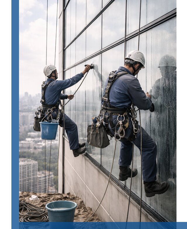 Профессиональная мойка фасадных окон альпинистами в Миассе