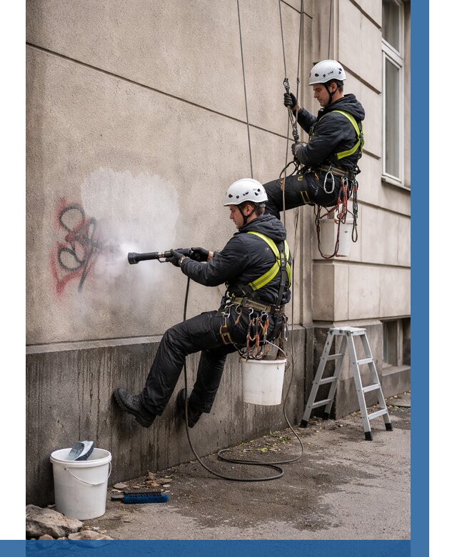 Удаление граффити с фасада в Миассе от 4577 р. | ВЫСОТНИК-Мсс