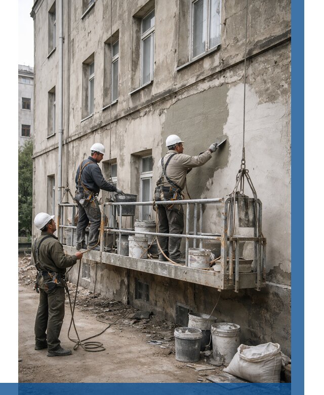 Капитальный ремонт фасада в Миассе от 4271 р. | ВЫСОТНИК-Мсс