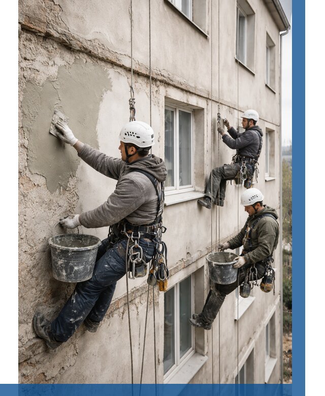 Ремонт штукатурного фасада в Миассе от 763 р. под ключ | ВЫСОТНИК-Мсс