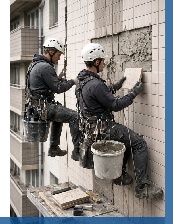 Ремонт облицовки фасада плиткой в Миассе от 1831 р. | ВЫСОТНИК-Мсс