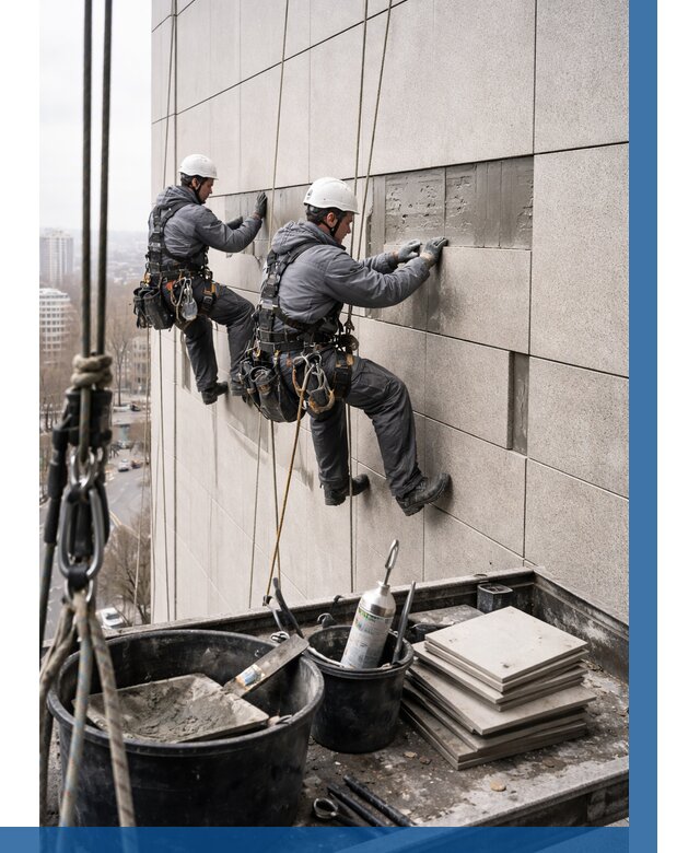 Ремонт фасада из керамогранита в Миассе от 2543 р. | ВЫСОТНИК-Мсс