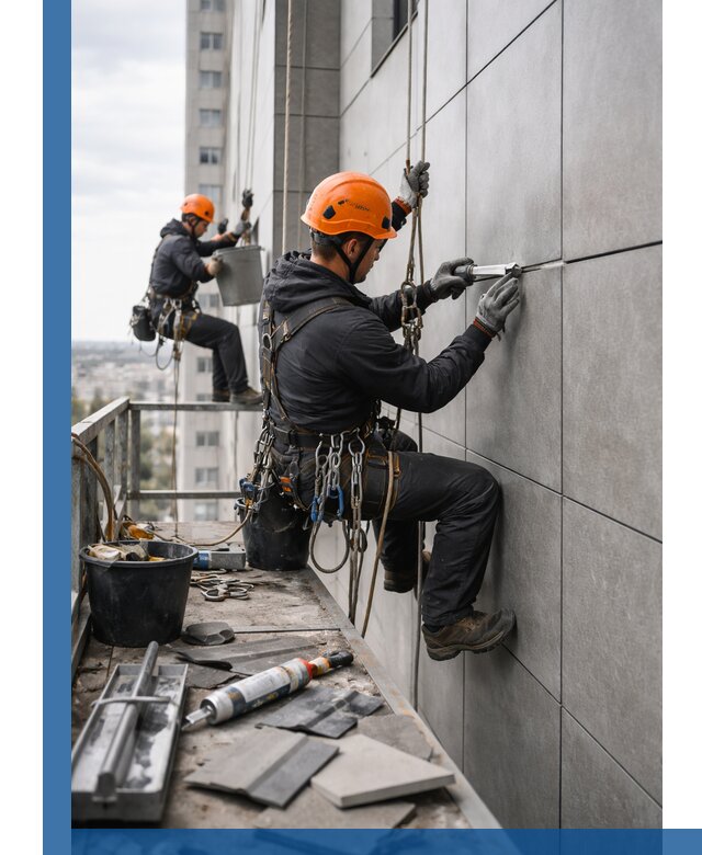 Профессиональный ремонт фасада из керамогранита в Миассе