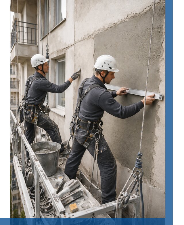 Штукатурка фасада на высоте в Миассе от 915 р. | ВЫСОТНИК-Мсс