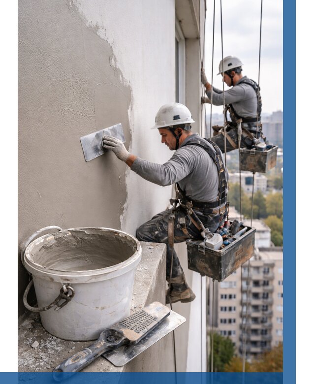 Шпаклевка фасада на высоте в Миассе от 712 р. | ВЫСОТНИК-Мсс
