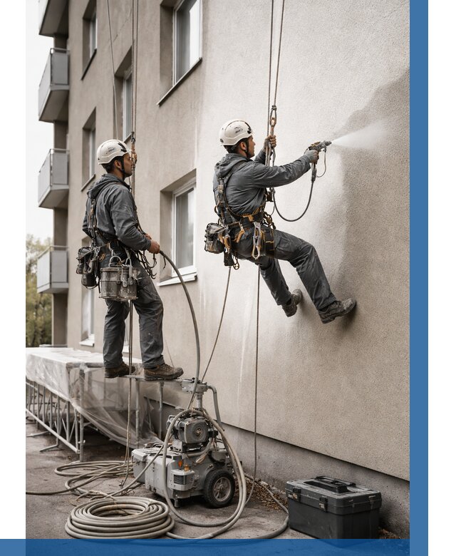 Безвоздушная покраска фасада в Миассе от 224 р/м² | ВЫСОТНИК-Мсс