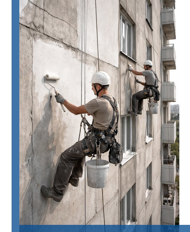 Покраска бетонного фасада в Миассе для жилых и промышленных объектов