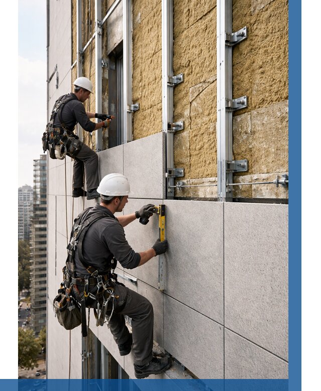 Монтаж вентилируемого фасада в Миассе от 3560 р. | ВЫСОТНИК-Мсс