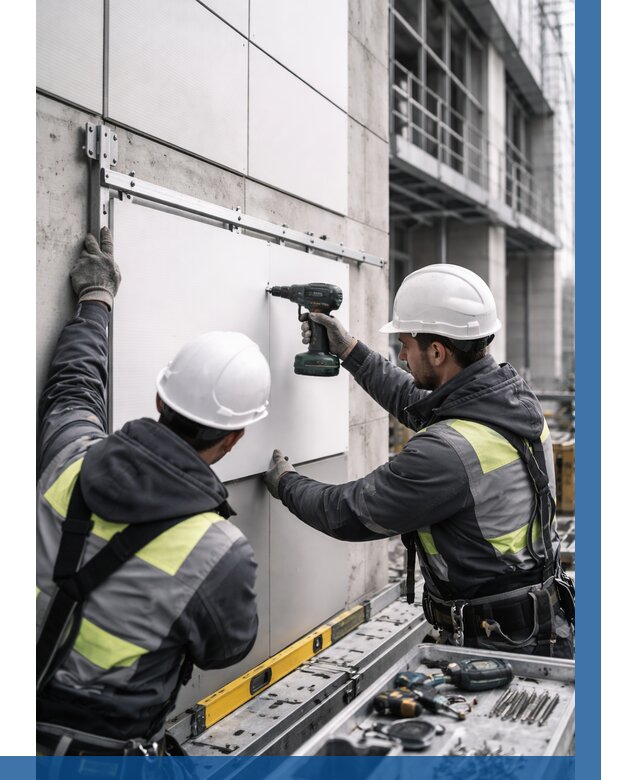 Монтаж композитных панелей фасада в Миассе от 2543 р. | ВЫСОТНИК-Мсс