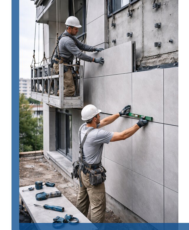 Монтаж керамогранита на фасад в Миассе под ключ с гарантией качества