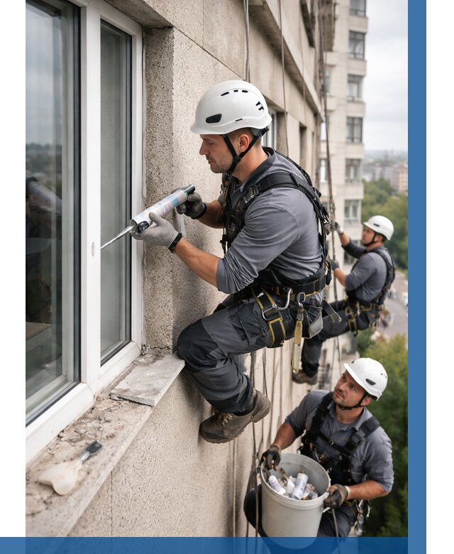 Герметизация оконных швов снаружи в Миассе от 1526 р. | ВЫСОТНИК-Мсс