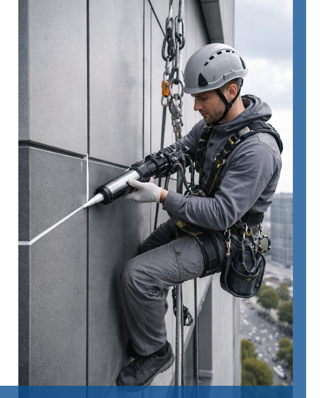 Герметизация стыков фасадных панелей в Миассе от 6611 р.| ВЫСОТНИК-Мсс