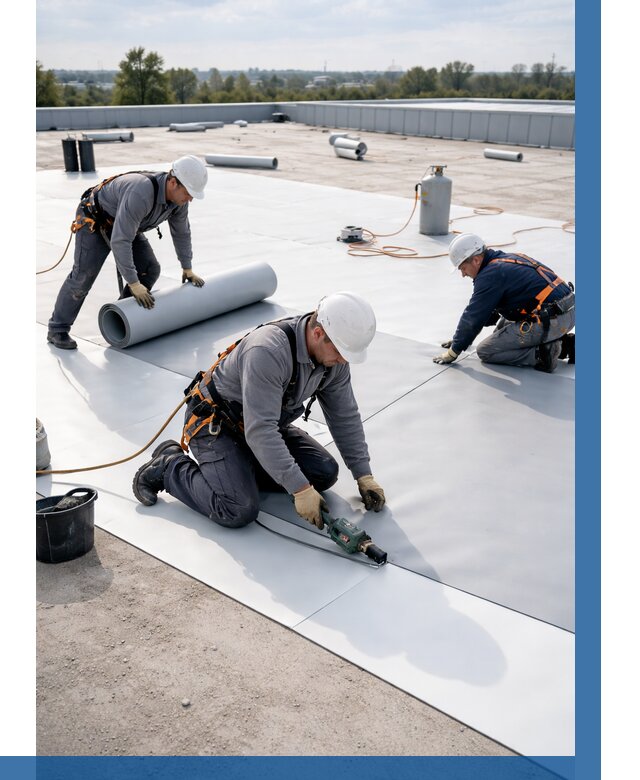 Монтаж мембранной кровли под ключ в Миассе от 1220 р. | ВЫСОТНИК-Мсс