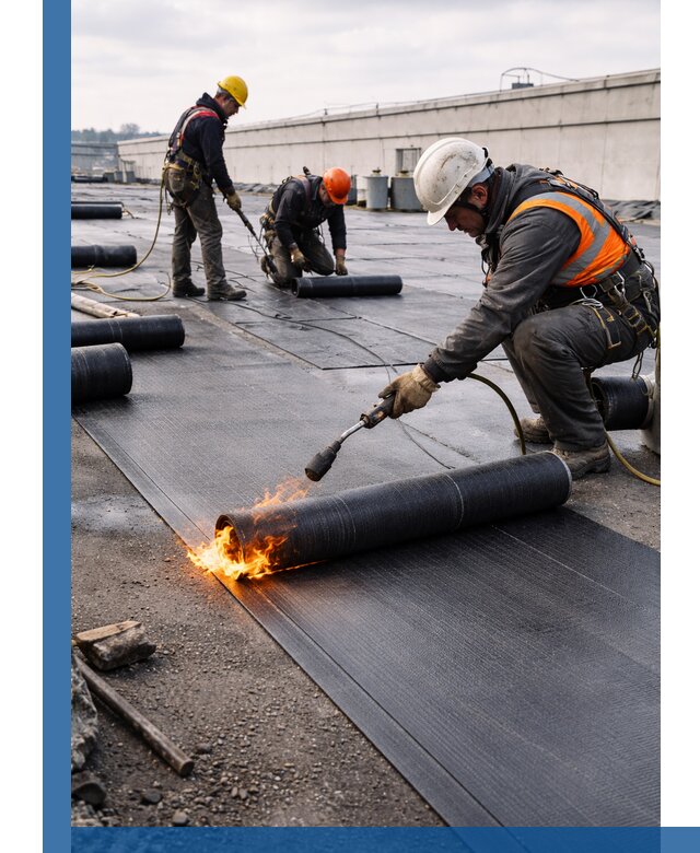 Монтаж наплавляемой кровли в Миассе профессионально