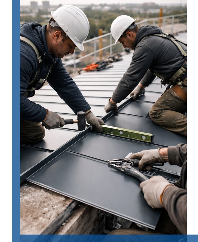 Монтаж фальцевой кровли в Миассе для промышленных зданий