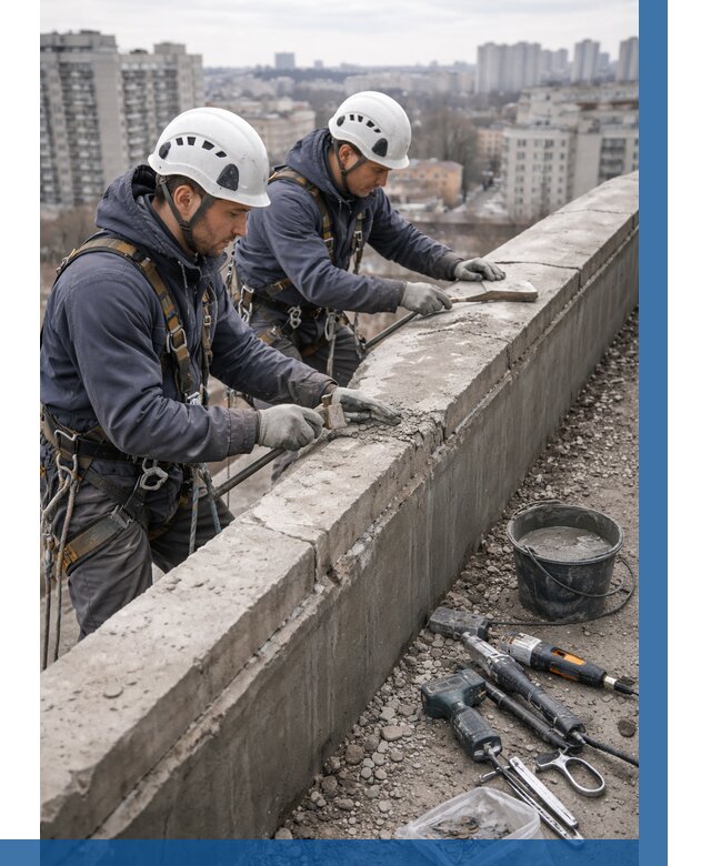 Ремонт парапета на кровле в Миассе от 1526 р. | ВЫСОТНИК-Мсс