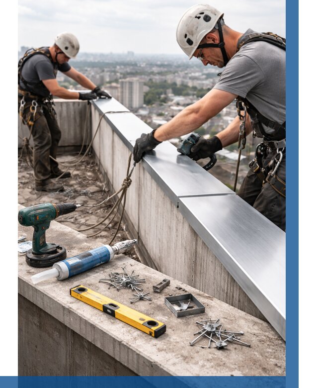 Монтаж парапетных крышек в Миассе от 814 р. | ВЫСОТНИК-Мсс