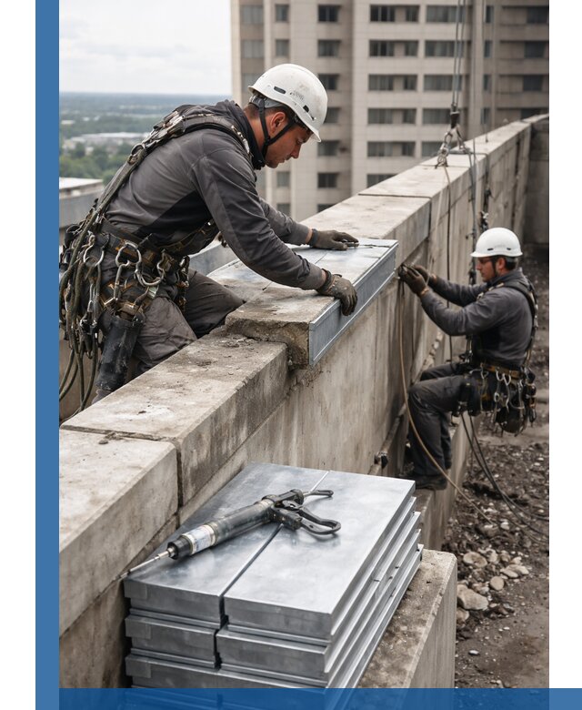 Замена парапетных крышек и установка новых в Миассе