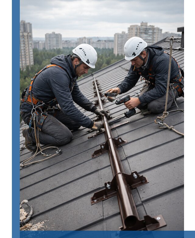 Монтаж снегозадержателей на кровле зданий в Миассе под ключ