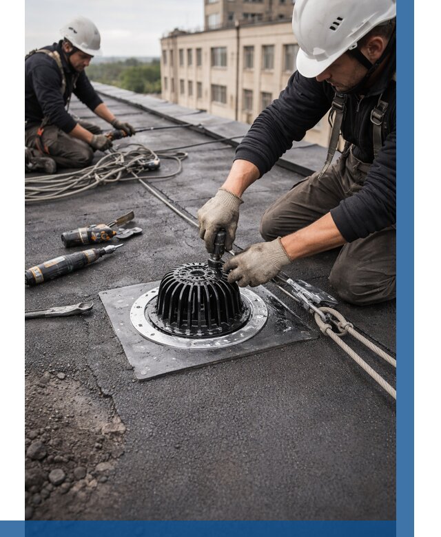 Установка водосточных воронок в Миассе цена от 3560 р. | ВЫСОТНИК-Мсс