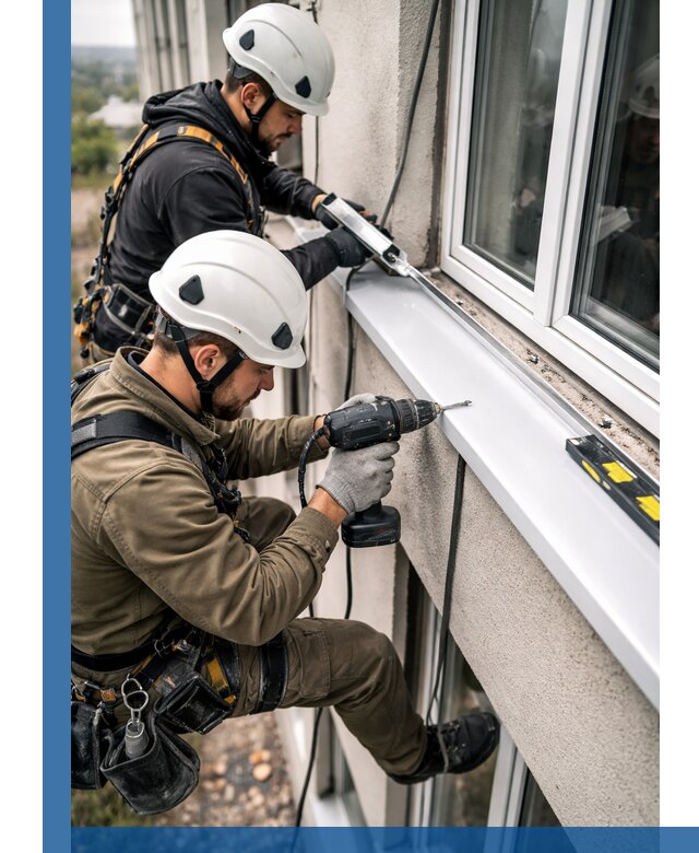 Профессиональный монтаж оконных отливов и отведения воды в Миассе