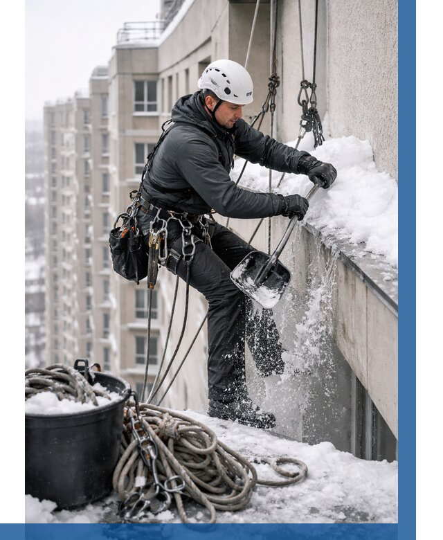 Очистка карнизов от снега в Миассе от 305 р. | ВЫСОТНИК-Мсс