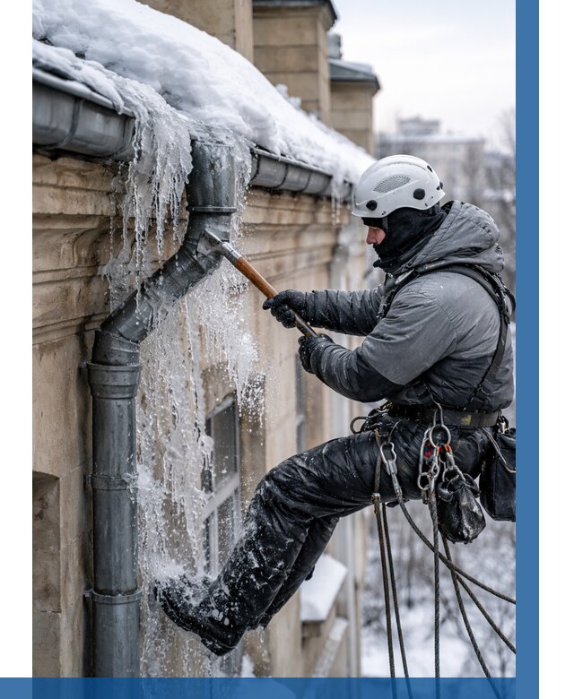 Очистка водостоков от льда в Миассе от 3560 р. | ВЫСОТНИК-Мсс
