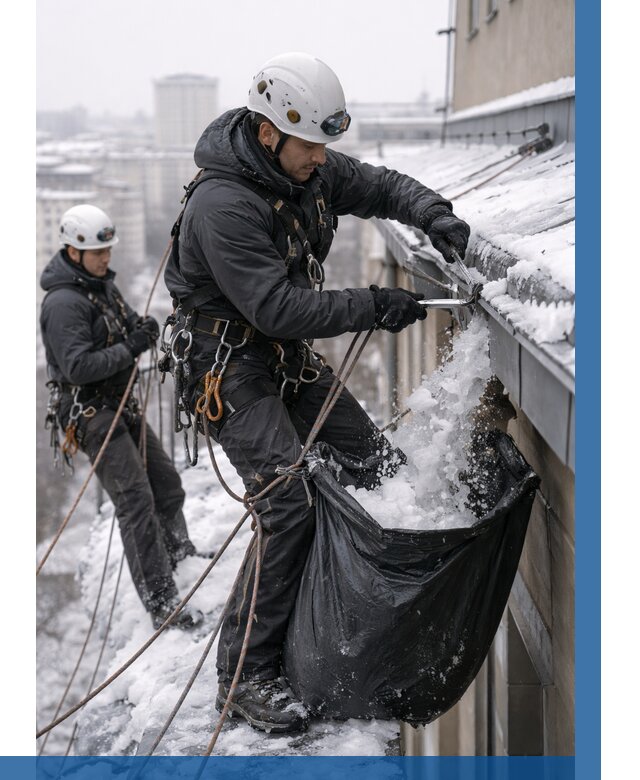 Аварийная очистка крыши в Миассе под ключ от 305 р. | ВЫСОТНИК-Мсс