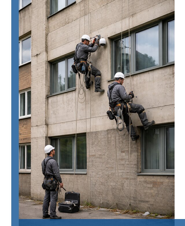 Монтаж фасадных камер видеонаблюдения в Миассе под ключ
