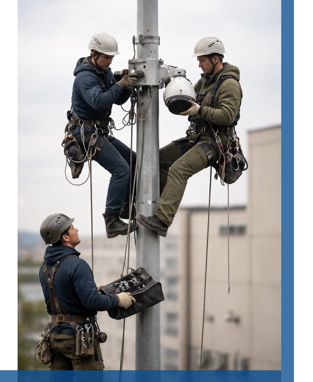 Установка видеокамер на мачте в Миассе от 8645 р. | ВЫСОТНИК-Мсс