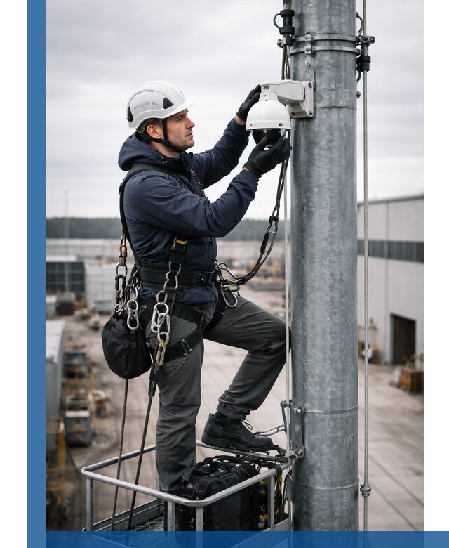 Профессиональная установка видеокамер на мачте в Миассе