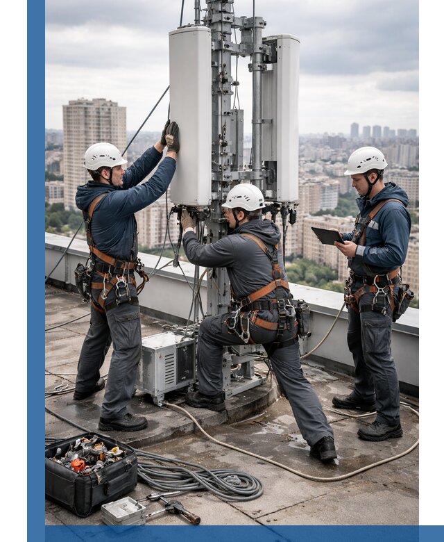 Монтаж антенн связи на крыше в Миассе с вводом в эксплуатацию