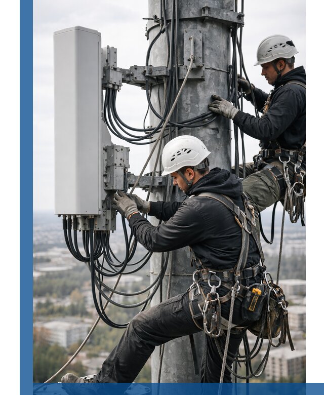 Монтаж оборудования связи на мачте в Миассе с пусконаладкой