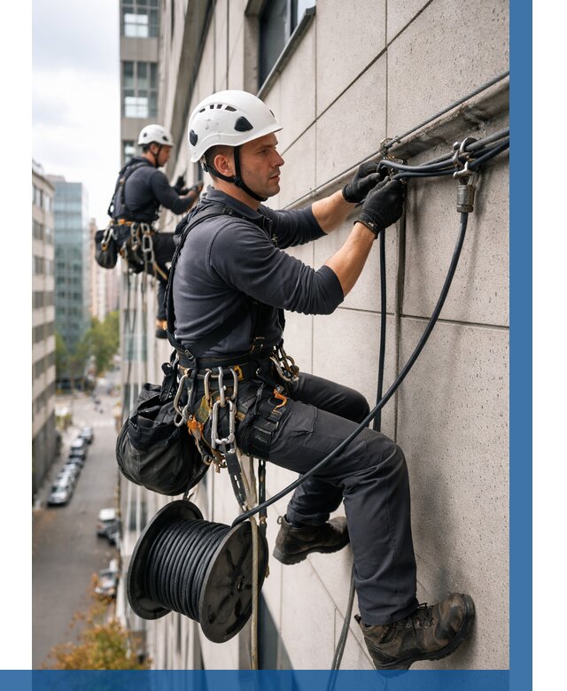 Прокладка кабеля по фасаду в Миассе от 356 р. | ВЫСОТНИК-Мсс