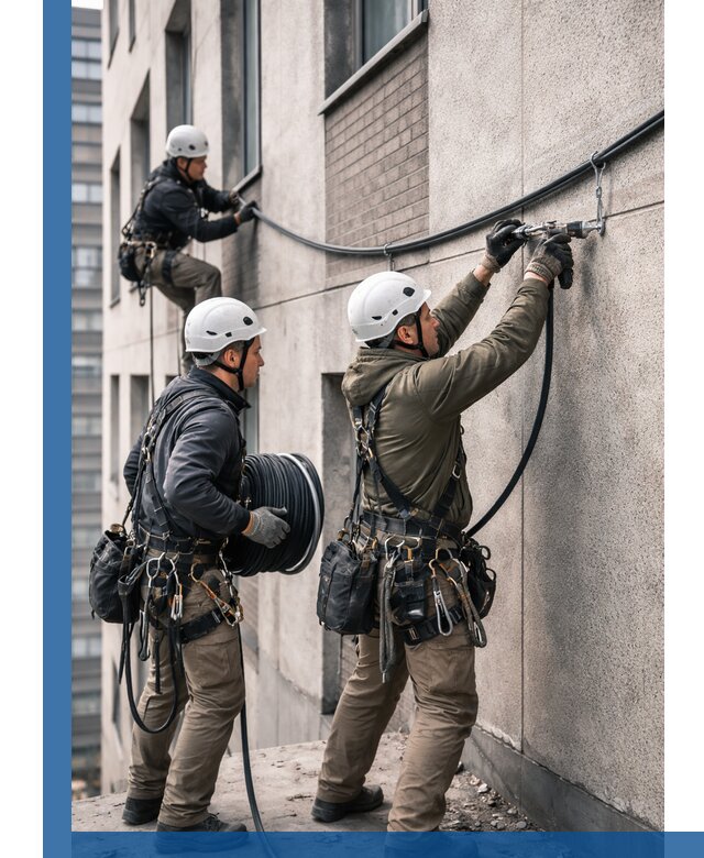 Прокладка кабеля по фасаду в Миассе, профессиональный монтаж