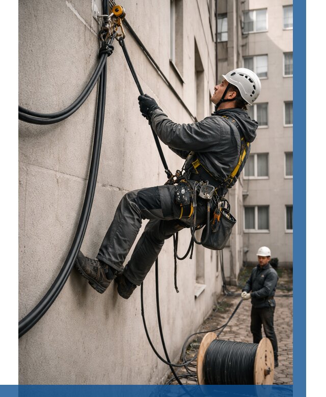 Протяжка кабеля питания на высоте в Миассе от 458 р. | ВЫСОТНИК-Мсс