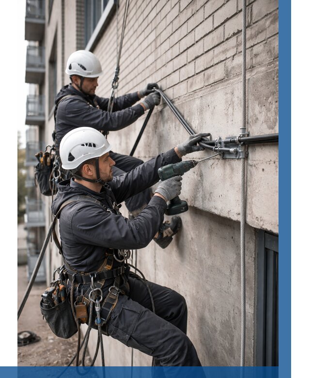 Крепление кабеля на фасаде в Миассе от 356 р. | ВЫСОТНИК-Мсс