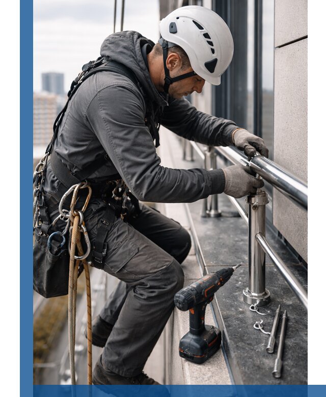 Монтаж ограждений на высоте в Миассе для зданий и конструкций