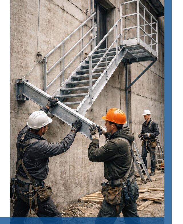 Монтаж металлических лестниц в Миассе от 15255 р. | ВЫСОТНИК-Мсс