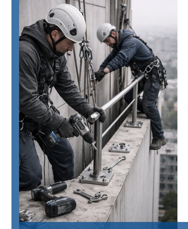 Монтаж перил на высоте в Миассе для жилых и промобъектов