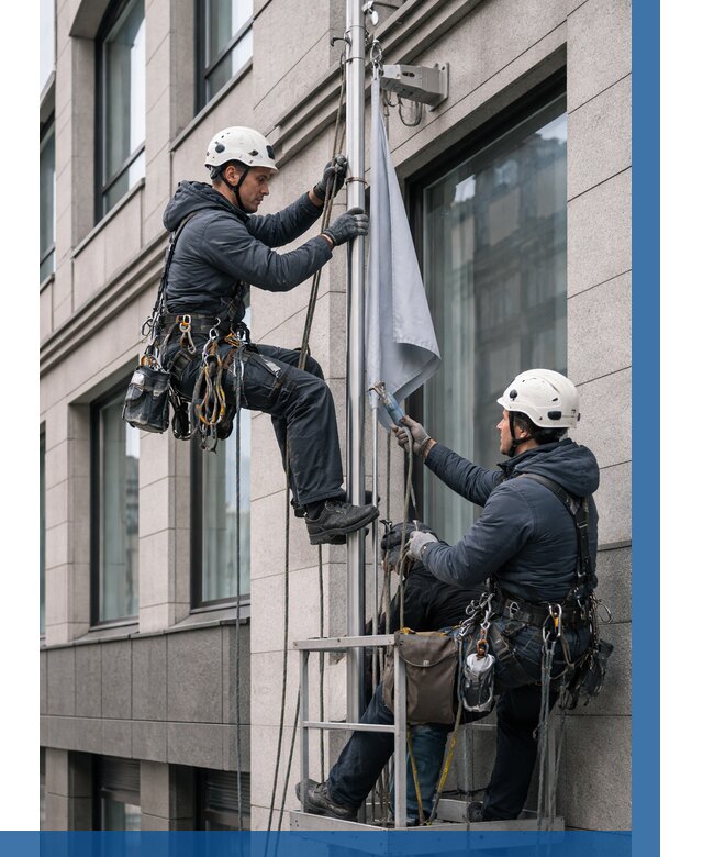 Установка флагов на фасаде в Миассе от 4577 р. | ВЫСОТНИК-Мсс