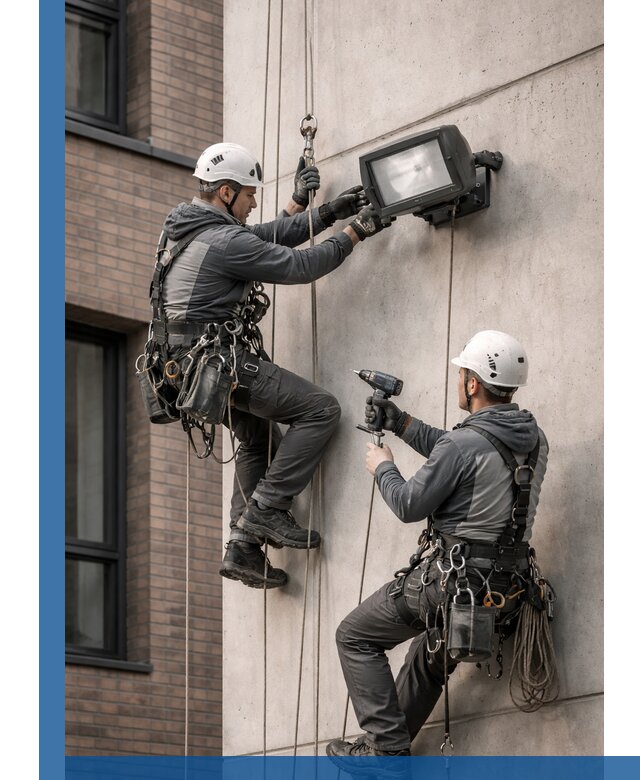 Профессиональный монтаж фасадных прожекторов в Миассе под ключ