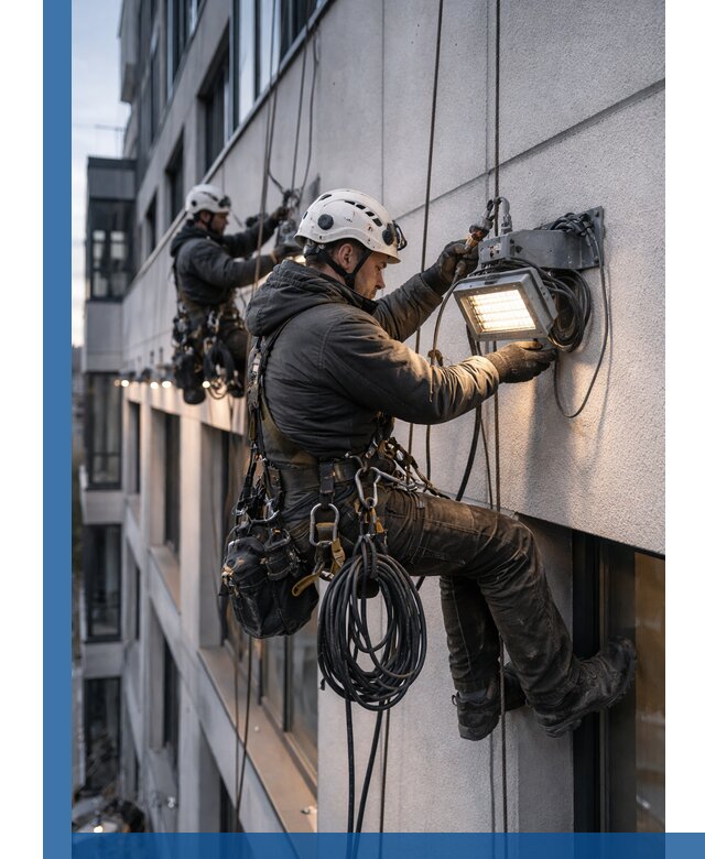 Монтаж фасадного освещения в Миассе установка и подключение