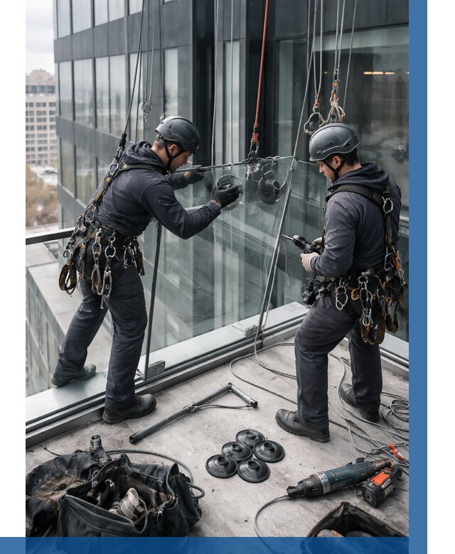 Монтаж стеклянных ограждений в Миассе от 2543 р. | ВЫСОТНИК-Мсс