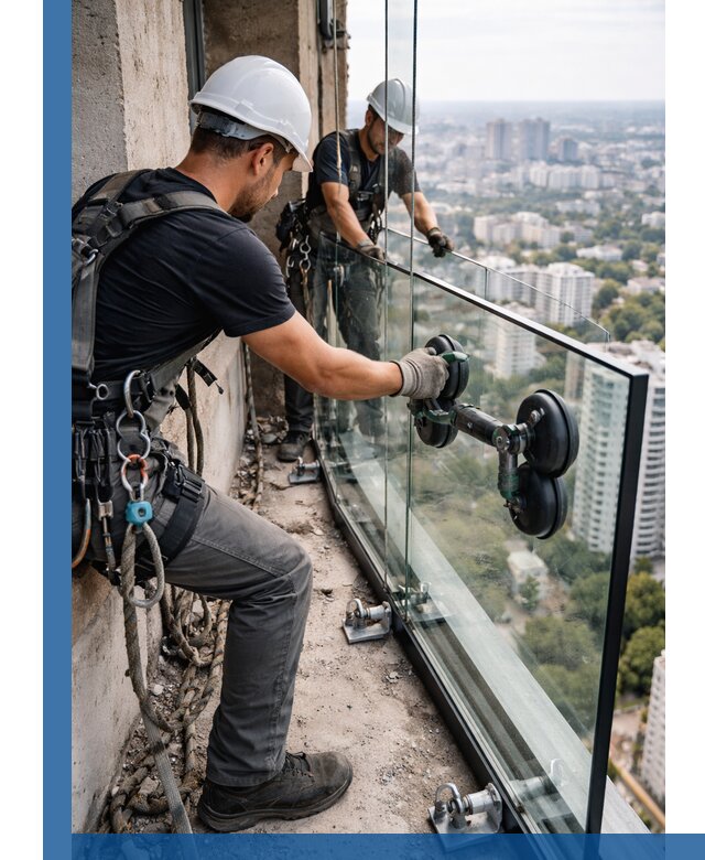 Монтаж стеклянных ограждений под ключ с гарантией в Миассе