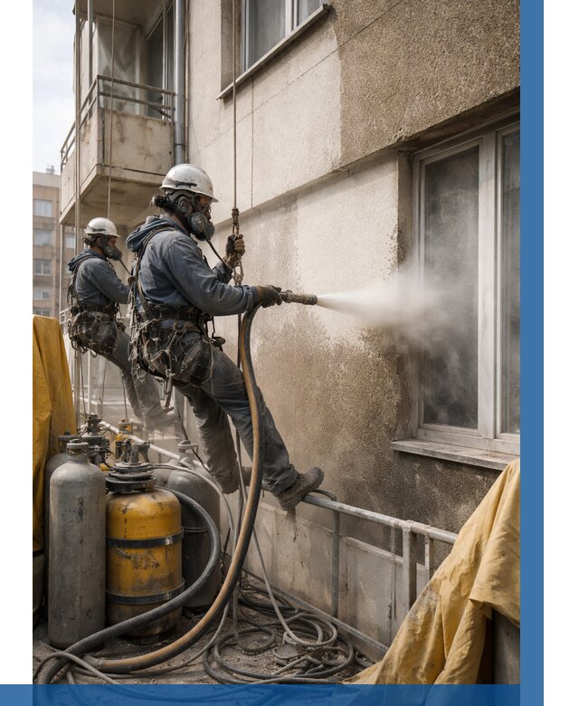 Пескоструйная очистка фасада в Миассе от 661 р. | ВЫСОТНИК-Мсс