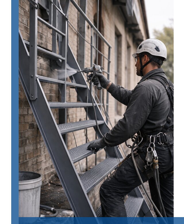 Покраска и антикоррозионная защита пожарных лестниц в Миассе