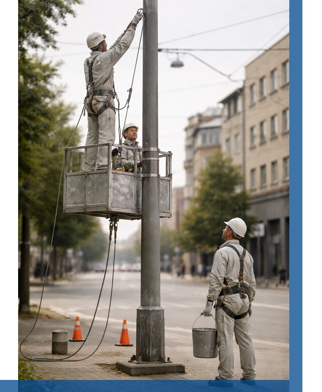 Покраска опор освещения в Миассе от 5085 р. | ВЫСОТНИК-Мсс