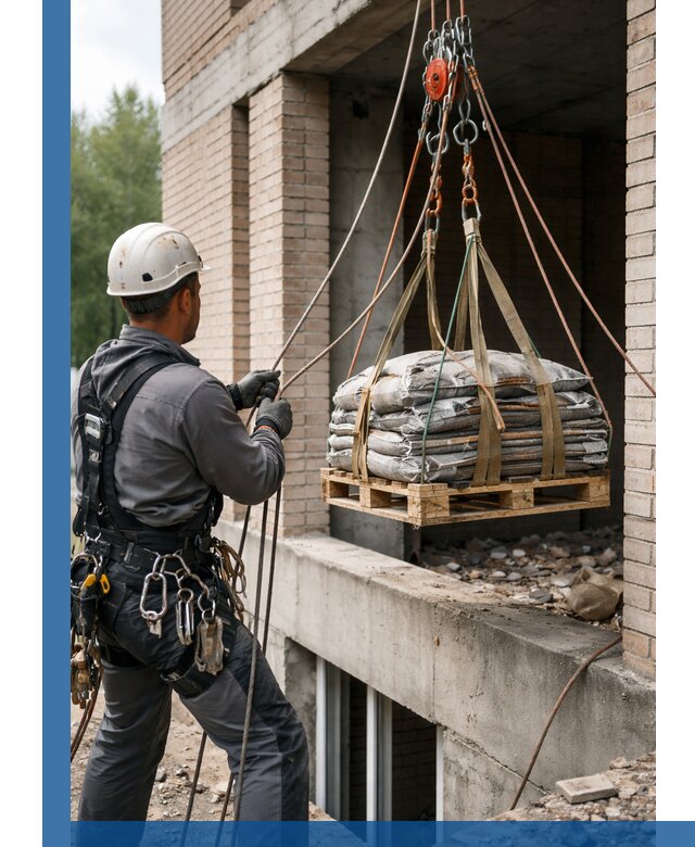 Подъем материалов на этаж веревками в Миассе оперативно