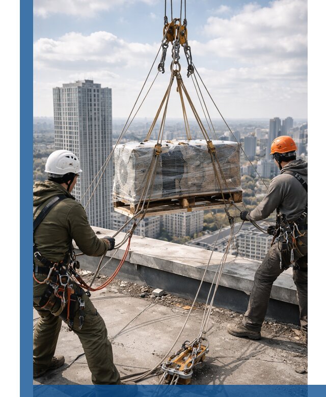 Подъем и монтаж крупногабаритных грузов на крышу в Миассе